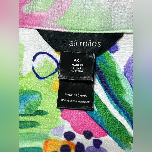 NWT Ali Miles Sz PXL Print Woven Button Front Jacket Abstract Multi 3/4 Sleeves - Picture 11 of 12